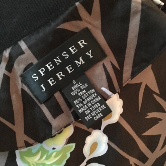 Spenser Jeremy Floral silk print bomber jacket long sleeved  zip up - Picture 6 of 6